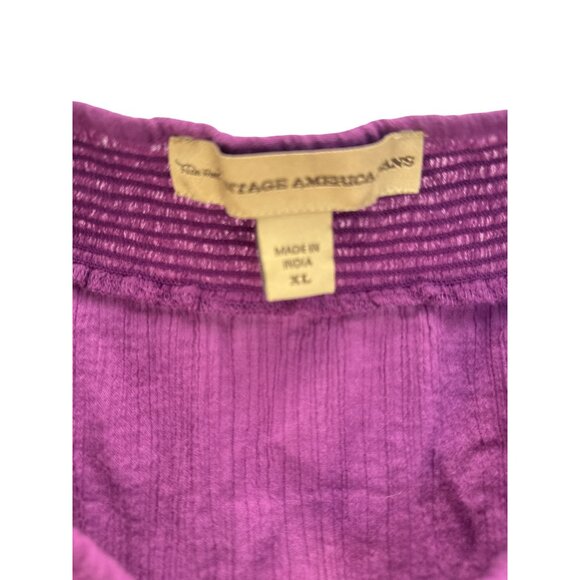 Nine West Vintage Boho Blouse Purple Embroidered XL Cotton Top - Picture 3 of 9